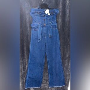 Strapless denim jumpsuit